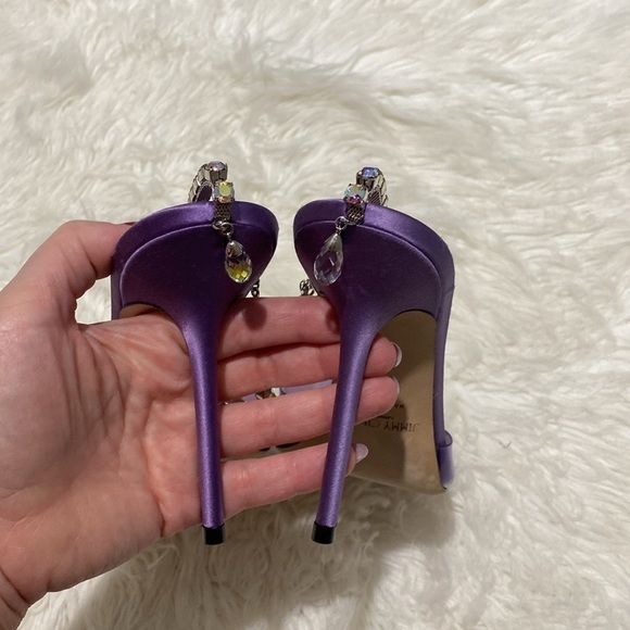 Jimmy Choo Saeda 100 Crystal embellished PVC & satin‎ sandals size 38EU - Picture 7 of 13